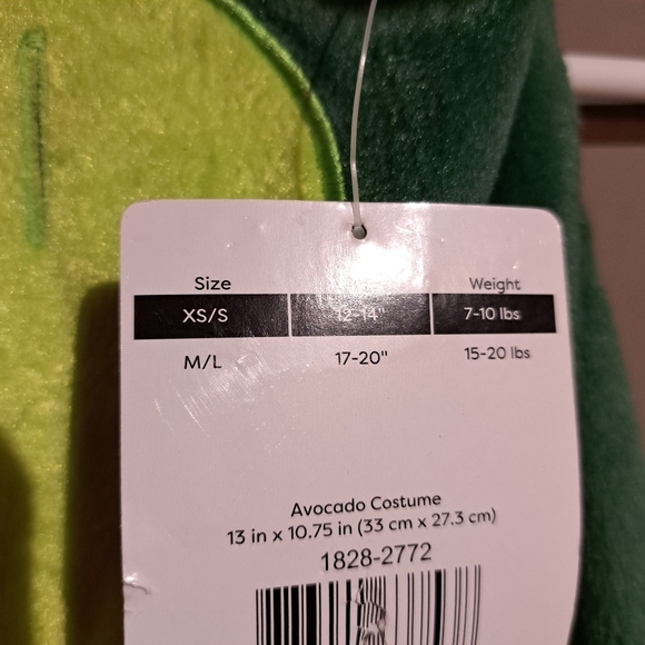 Avocado dog costume M/L 15-20lbs New - Picture 4 of 6